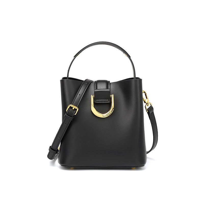 Women Fashion Cowhide Leather Bucket Crossbody Bag-RAIIFY