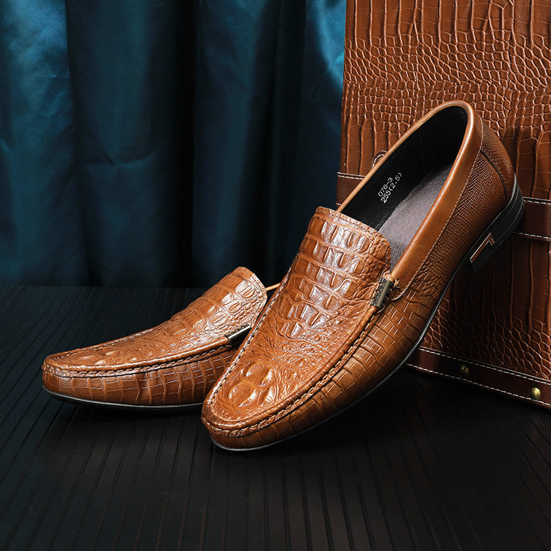 Men Classic Embossing Cowhide Casual Slip-On Loafers-RAIIFY