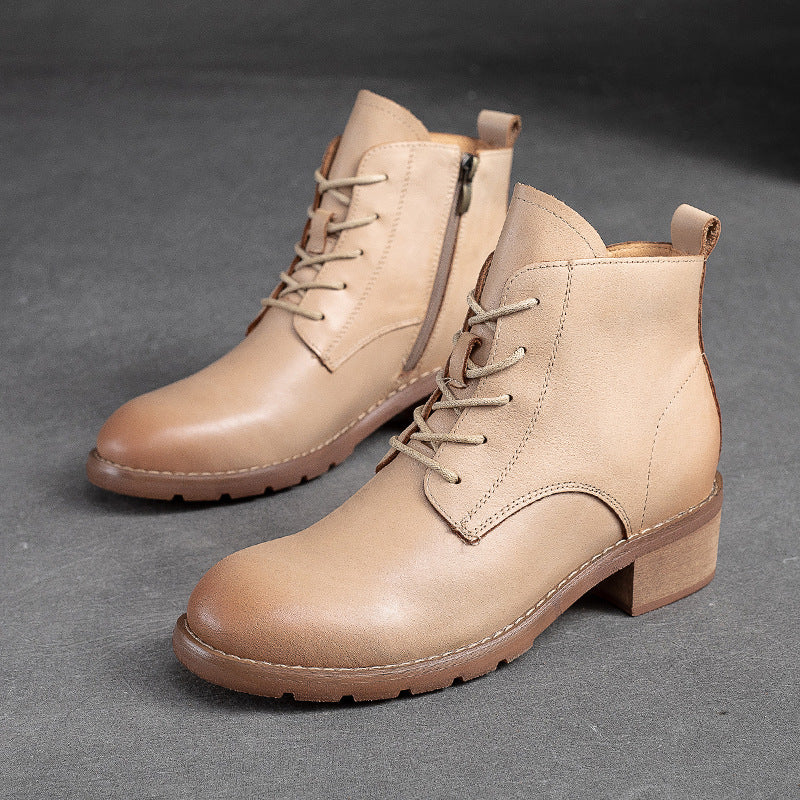 Women Classic Minimalist Chunky Heel Ankle Boots-RAIIFY