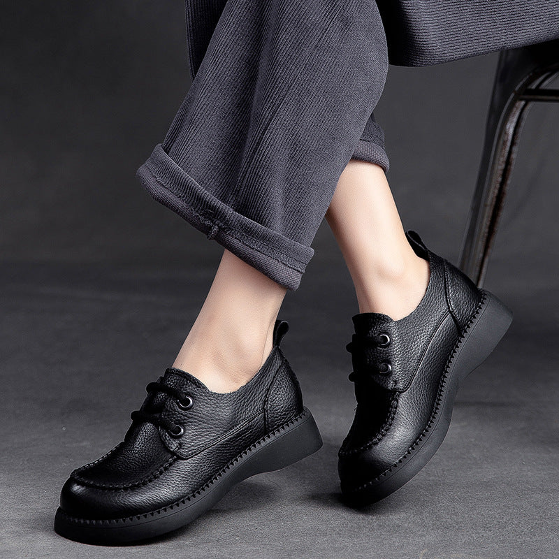 Women Retro Flat Leather Casual Shoes-RAIIFY