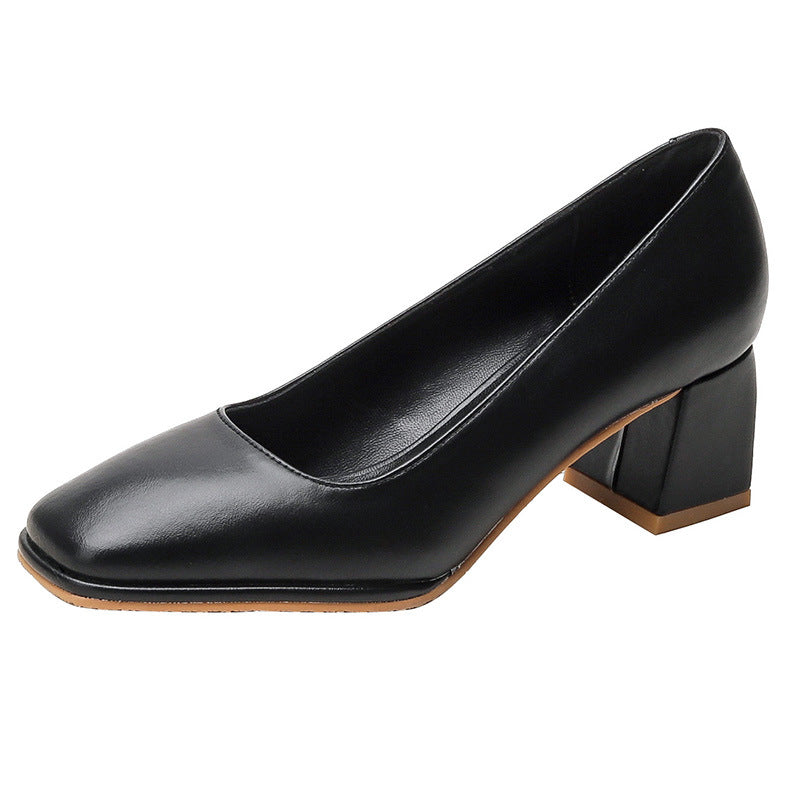 Women Soft Minimalist Chunky Heel Pumps-RAIIFY