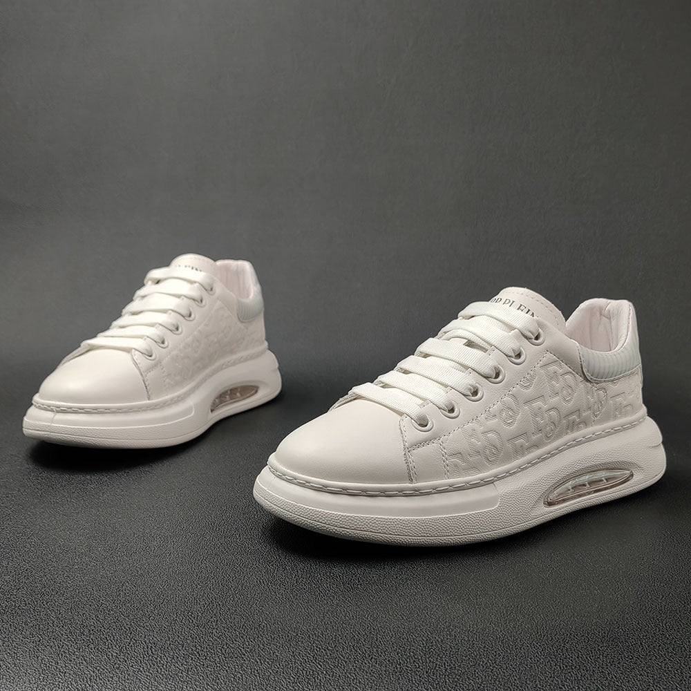 Men Fashion Figured Leather Casual Sneakers-RAIIFY