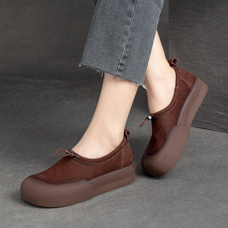 Women Minimalist Soft Leather Flat Casual Shoes-RAIIFY