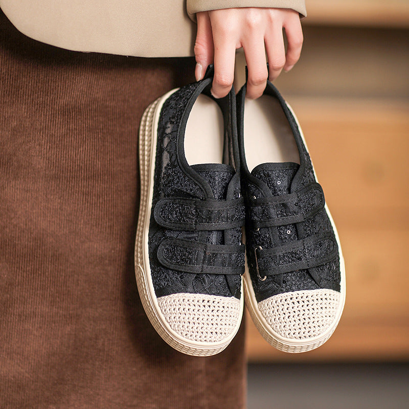 Women Fashion Breathable Velcro Flat Casual Shoes-RAIIFY