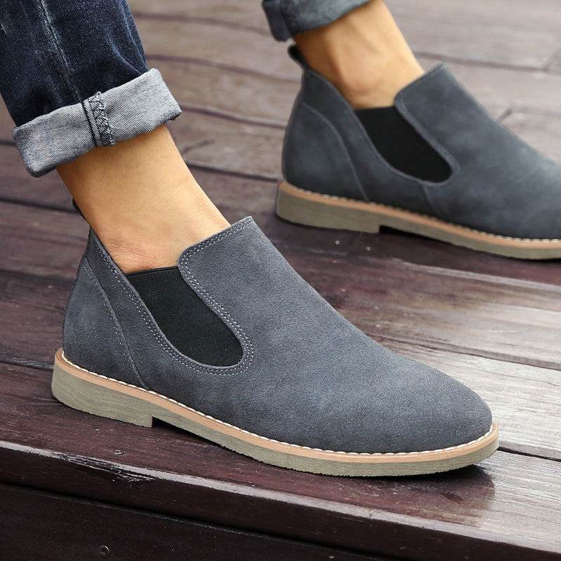 Men Retro Autumn Cowhide Leather Slip-on Ankle Boots-RAIIFY