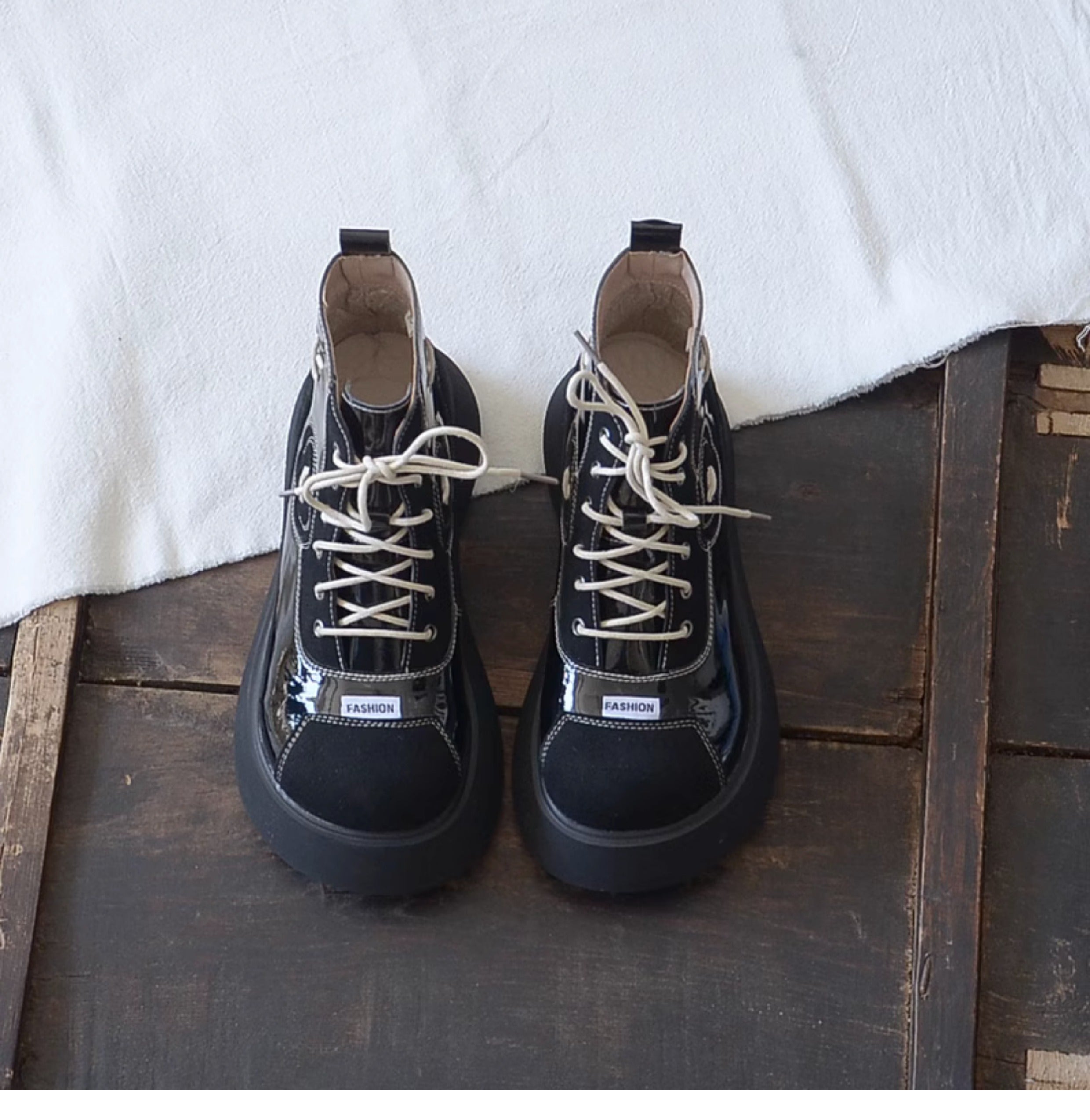 Women Fashion Glossy Leather Thick Soled Boots-RAIIFY