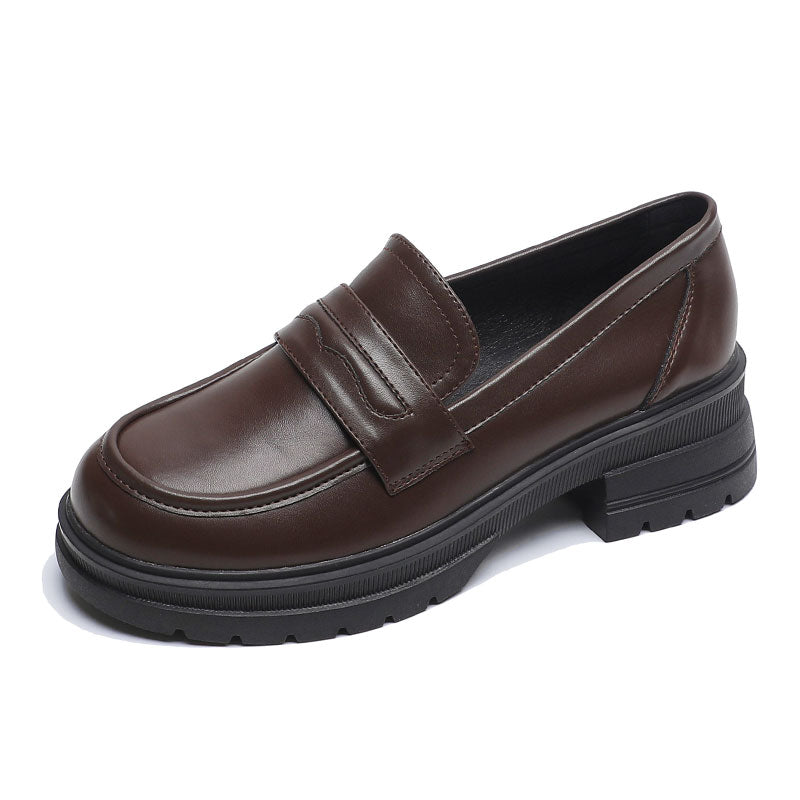 Women Retro Minimalist Soft Thick Soled Loafers-RAIIFY