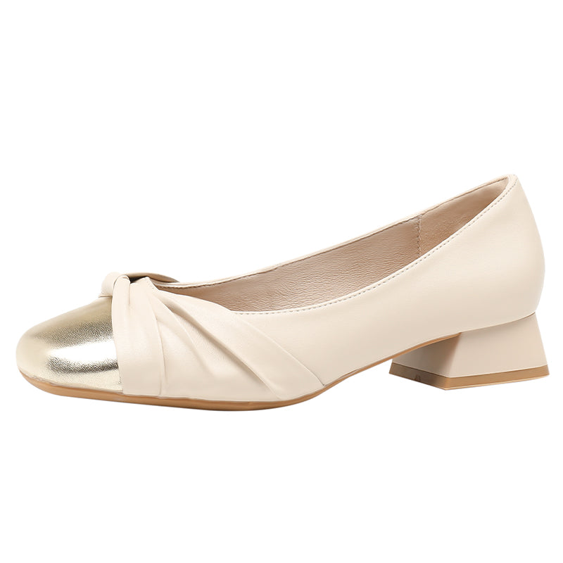 Women Fashion Casual Leather Low Heel Pumps-RAIIFY