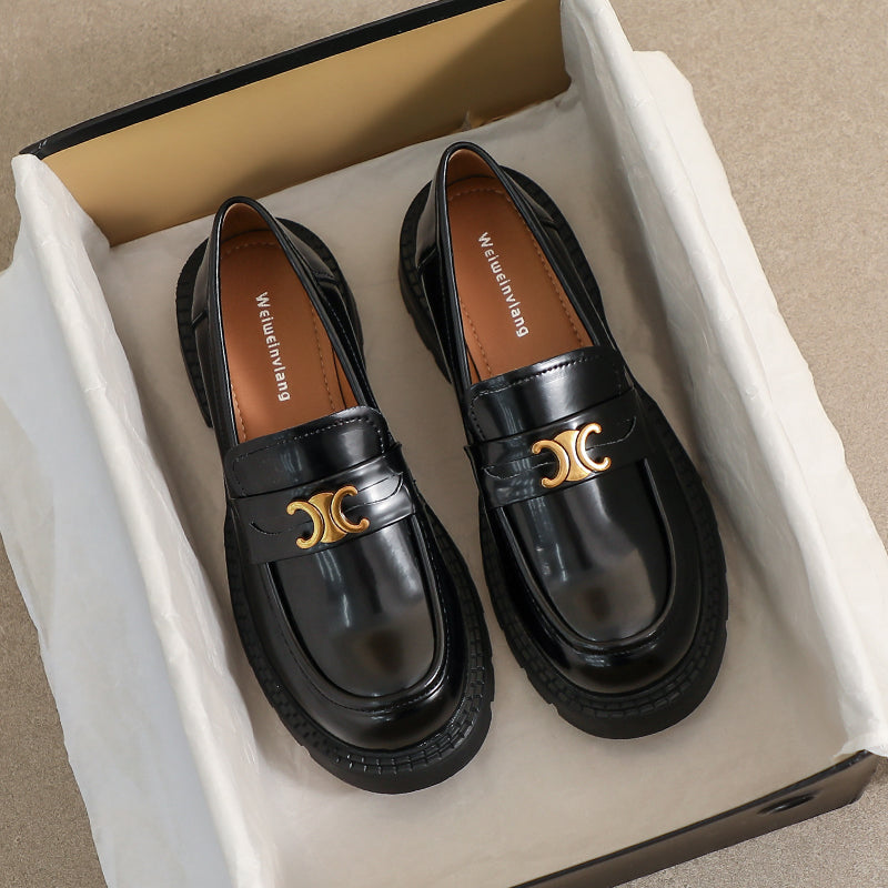 Women Retro Glossy Leather Casual Loafers-RAIIFY