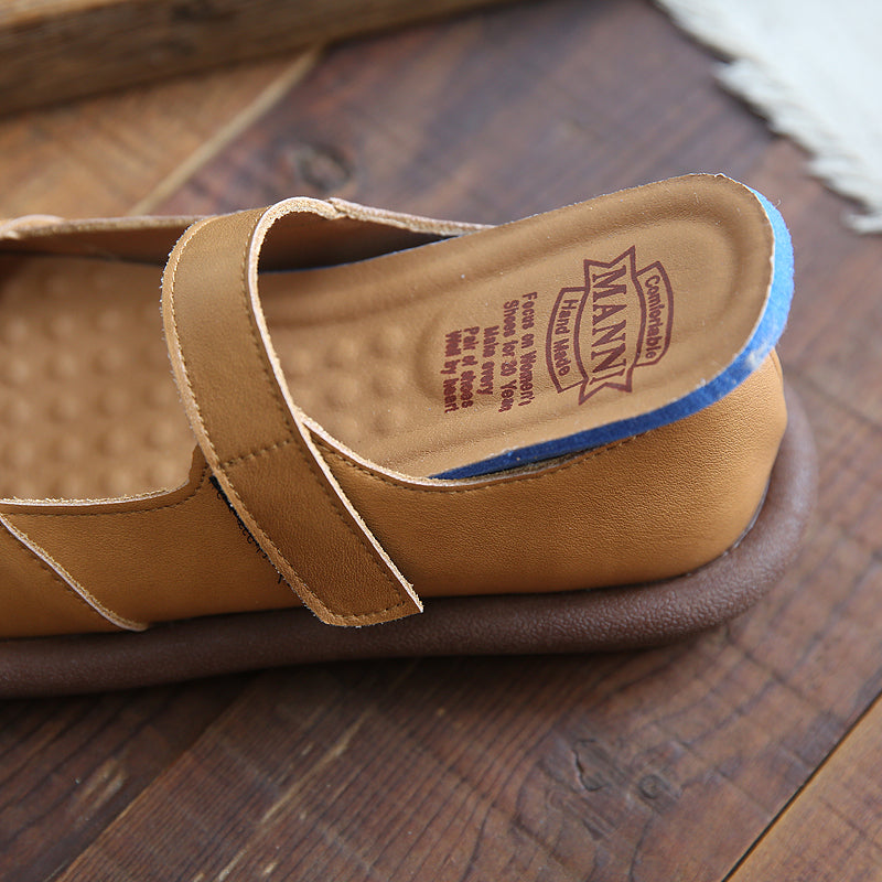 Women Retro Minimalist Leather Flat Causal Shoes-RAIIFY