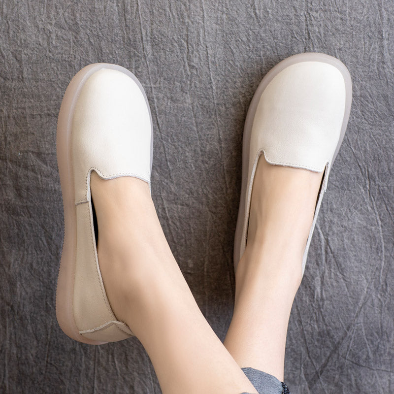 Women Minimalist Casual Leather Soft Flats-RAIIFY