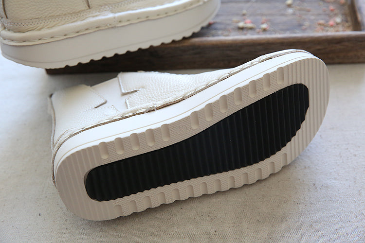 Women Retro Leather Handmade Round Head Ankle Boots-RAIIFY