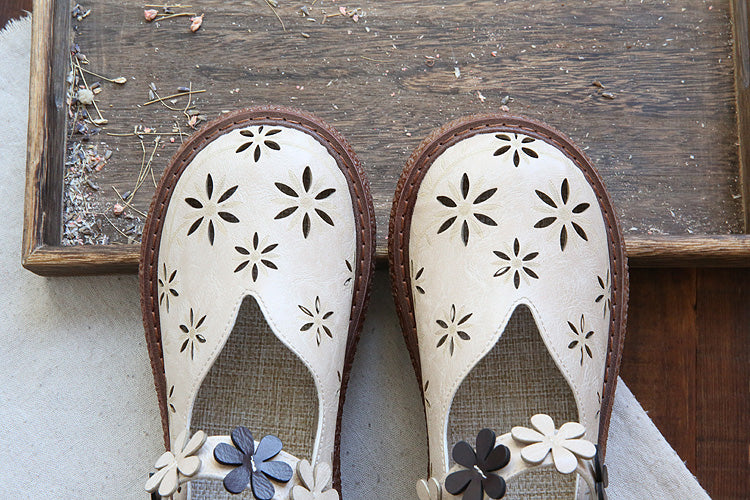 Women Retro Round Head Hollow Casual Sandals-RAIIFY