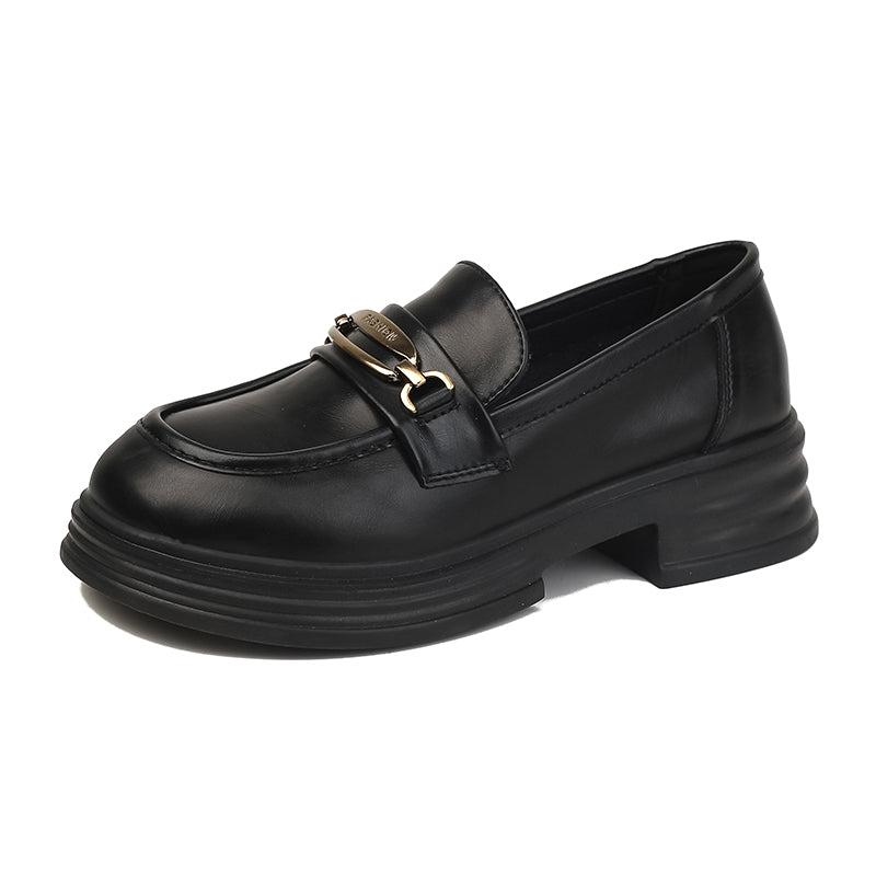 Women Retro Soft Leather Thick Soled Loafers-RAIIFY