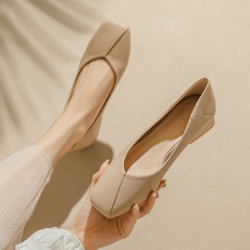 Women Summer Cowhide Leather Pumps Shoes-RAIIFY