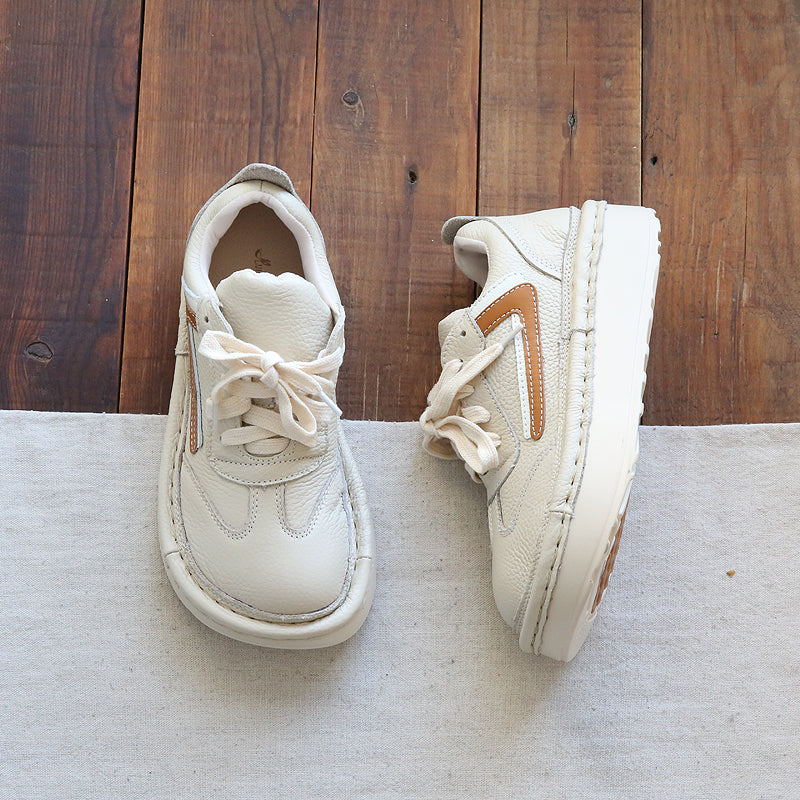 Women Casual Color Matching Patchwork Leather Shoes-RAIIFY