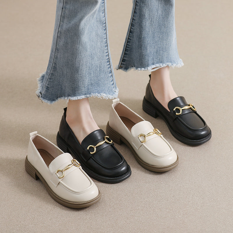 Women Retro Casual Lug Sole Loafers-RAIIFY