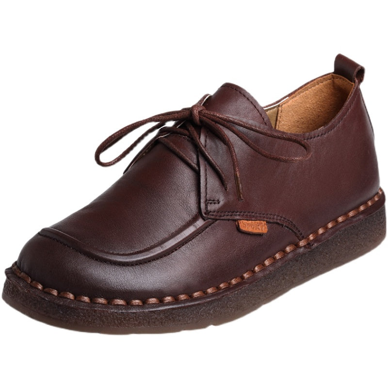 Women Retro Cowhide Handmade Soft Casual Shoes-RAIIFY