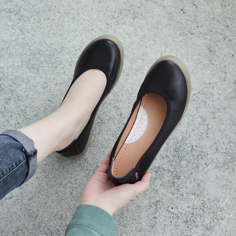 Women Handmade Leather Wedge Pumps-RAIIFY