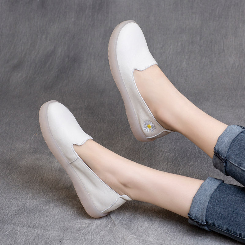 Women Minimalist Casual Leather Soft Flats-RAIIFY