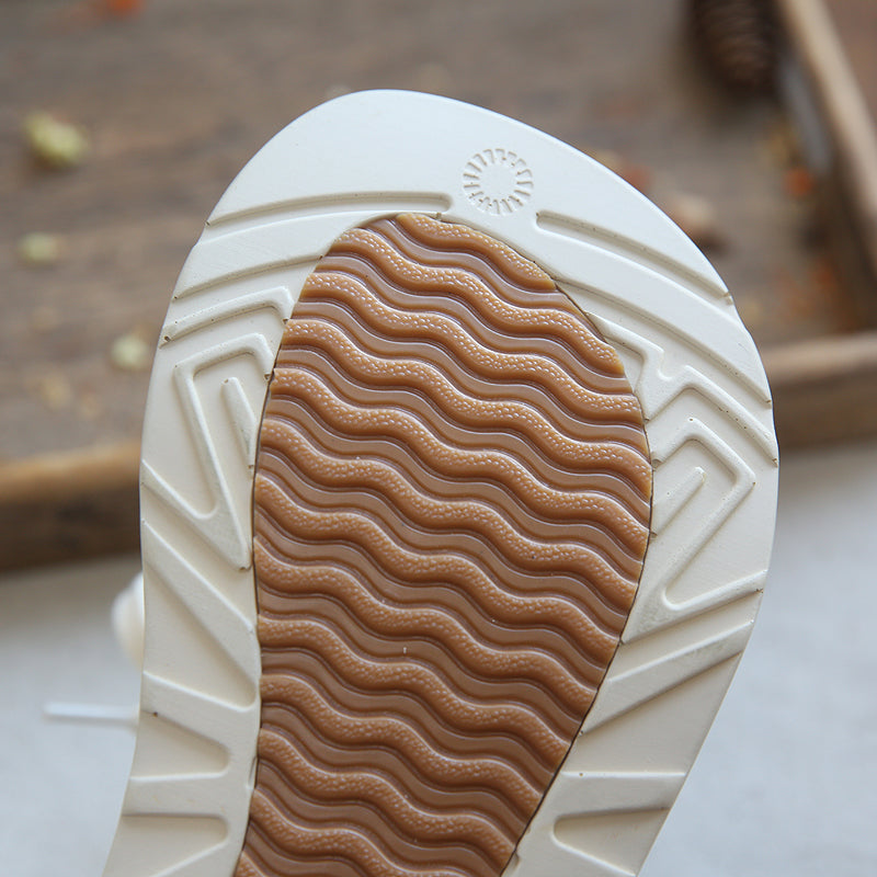 Women Retro Patchwork Leather Thick Sole Casual Shoes-RAIIFY