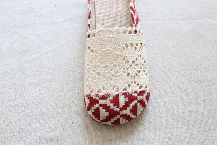 Women Retro Hollow Canvas Summer Casual Slides-RAIIFY