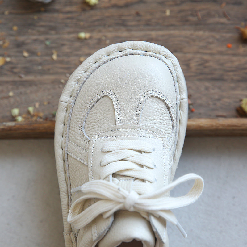 Women Retro Patchwork Leather Thick Sole Casual Shoes-RAIIFY