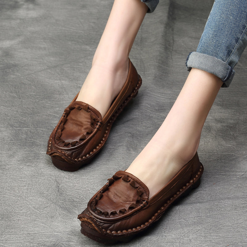 Women Cowhide Handmade Soft Casual Shoes-RAIIFY