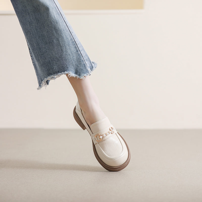 Women Summer Leather Casual Flat Loafers-RAIIFY