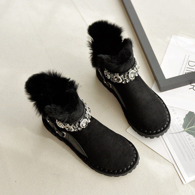 Women Casual Fashion Furred Flat Snow Boots-RAIIFY