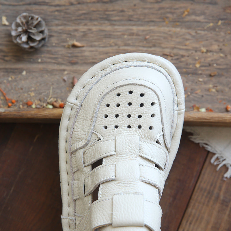 Women Summer Casual Hollow Plaited Leather Sandals-RAIIFY