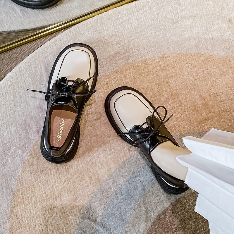 Women Casual Patchwork Retro Thick Sole Loafers-RAIIFY