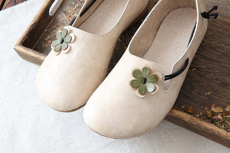 Women Retro Flowers Round Toe Comfort Flats-RAIIFY
