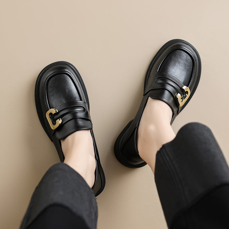 Women Retro Minimalist Soft Leather Casual Loafers-RAIIFY