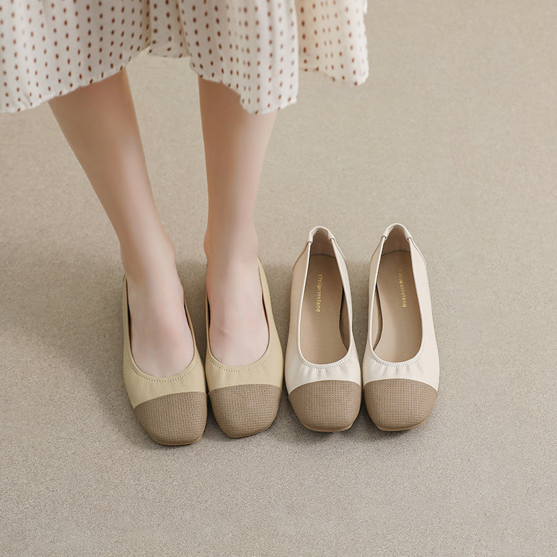 Women Retro Patchwork Leather Casual Flats-RAIIFY