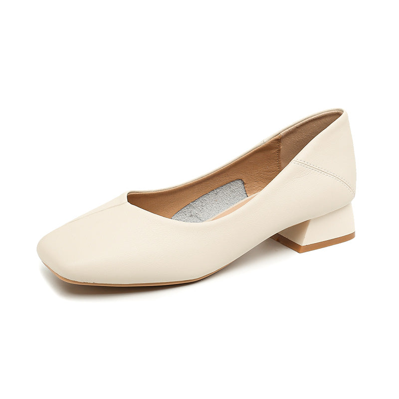 Women Summer Cowhide Leather Pumps Shoes-RAIIFY