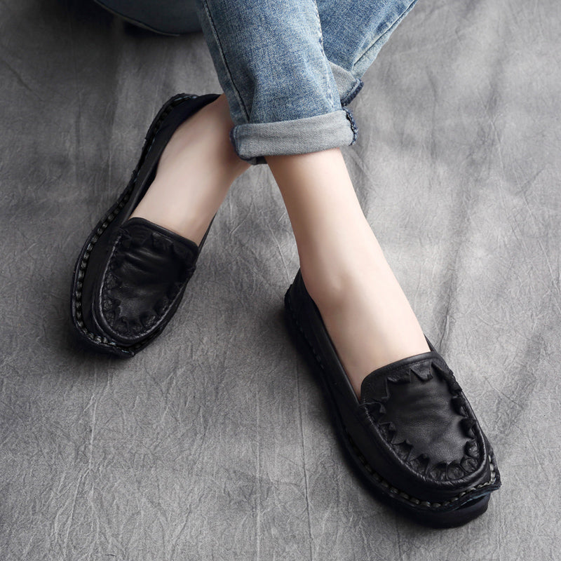 Women Cowhide Handmade Soft Casual Shoes-RAIIFY