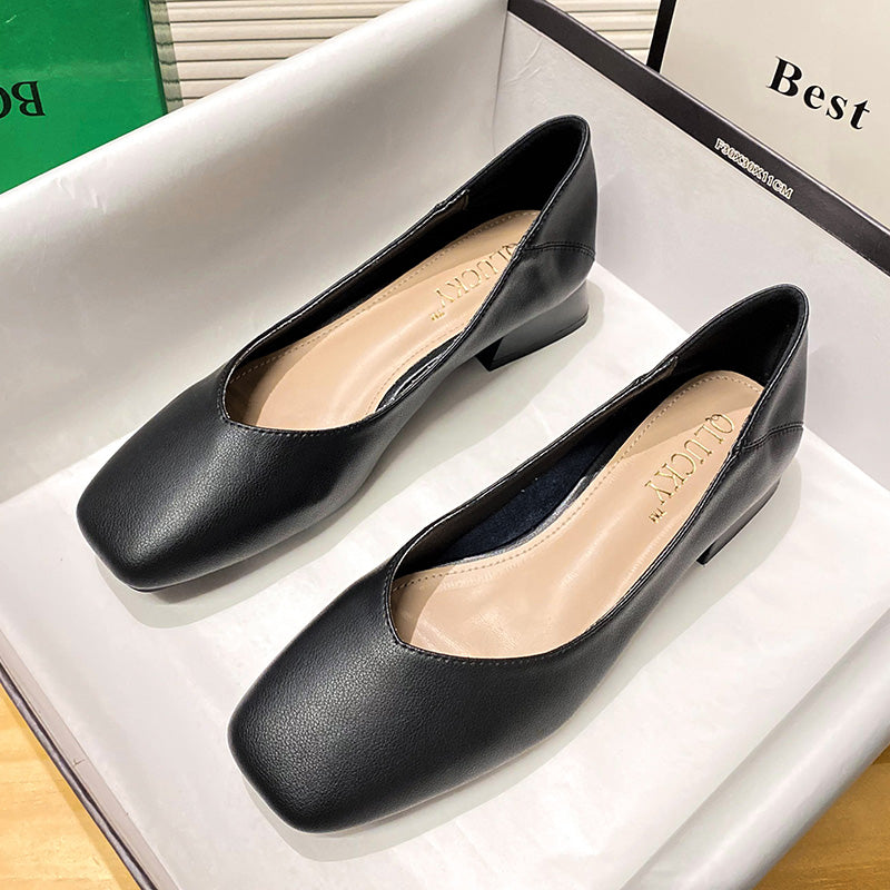 Women Fashion Solid Cowhide Pumps Dress Shoes-RAIIFY