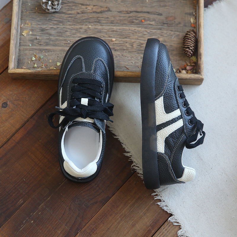 Women Retro Cowhide Patchwork Soft Sneakers-RAIIFY