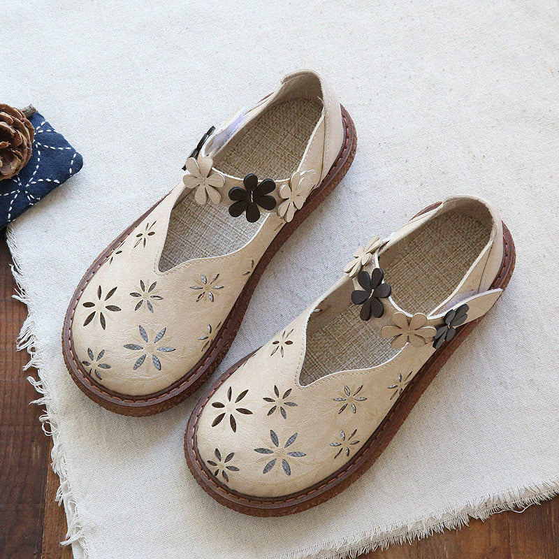 Women Retro Round Head Hollow Casual Sandals-RAIIFY