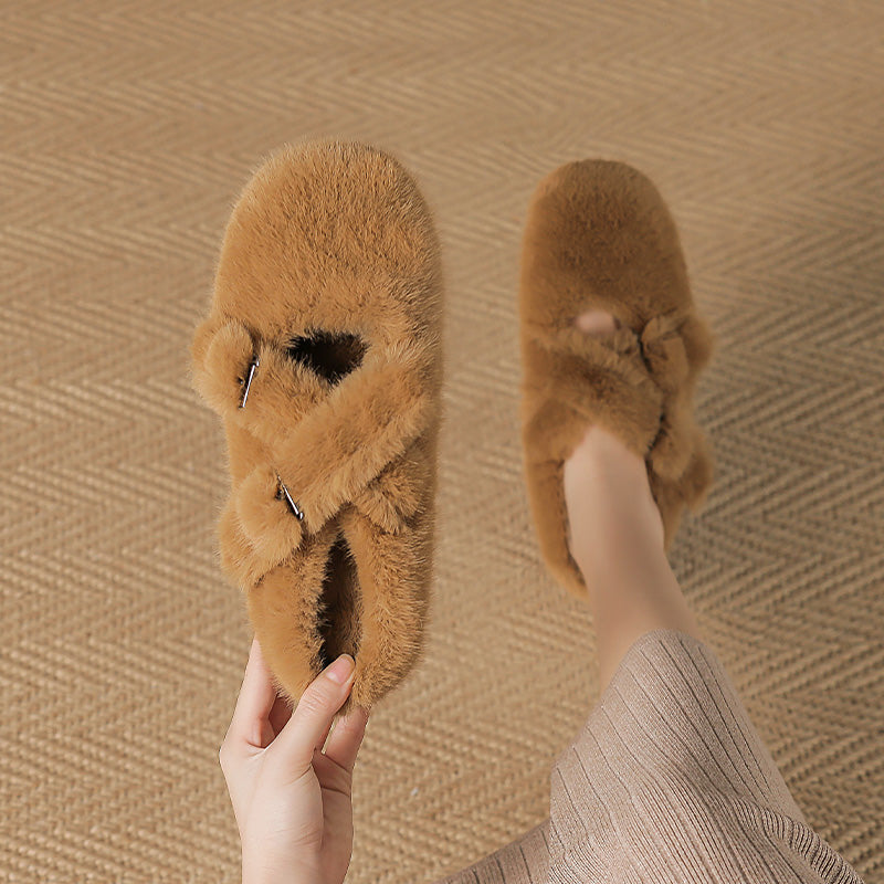 Women Minimalist Soft Winter Fur Slippers-RAIIFY