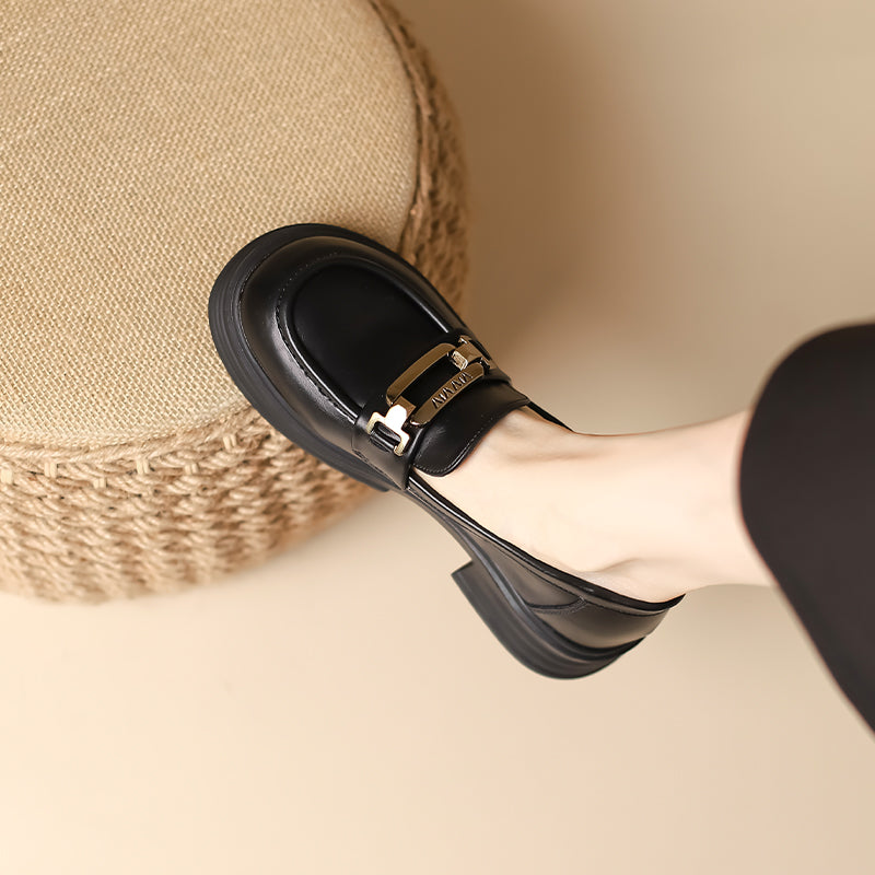 Women Retro Casual Minimalist Soft Thick Soled Loafers-RAIIFY