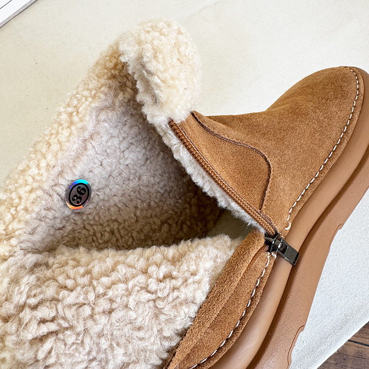Women Retro Minimalist Suede Furred Snow Boots-RAIIFY
