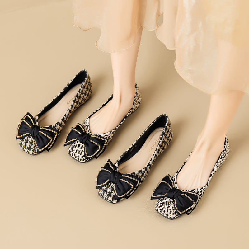 Women Fashion Bowknot Soft Leather Flats-RAIIFY