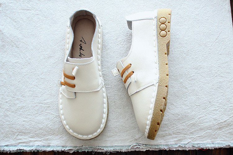 Women Retro Soft Cowhide Leather Casual Shoes-RAIIFY