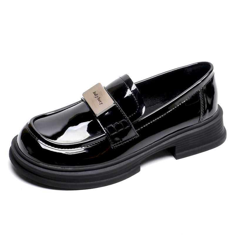 Women Retro Casual Glossy Leather Fashion Loafers-RAIIFY