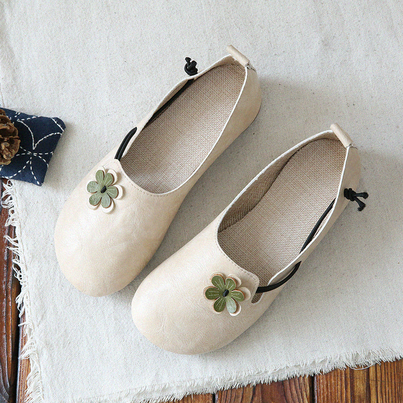 Women Retro Flowers Round Toe Comfort Flats-RAIIFY