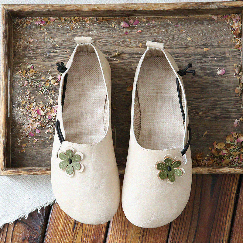 Women Retro Flowers Round Toe Comfort Flats-RAIIFY