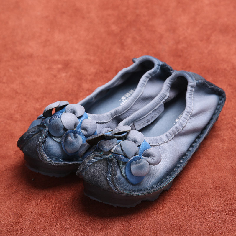 Women Retro Soft Leather Antislip Flats-RAIIFY