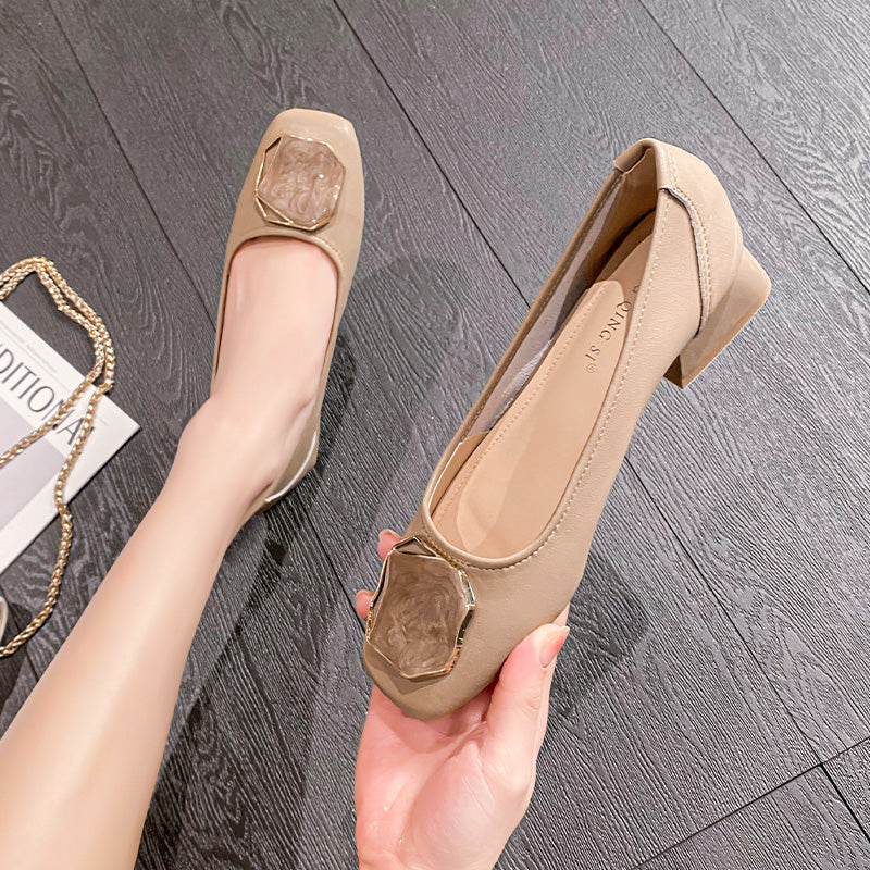 Women Fashion Casual Low Chunky Heel Pumps-RAIIFY
